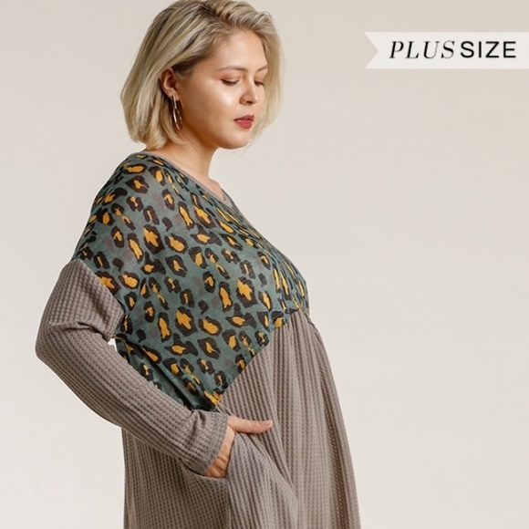 NWT Animal Print Waffle Knit Dress, Size XL - Picture 5 of 5